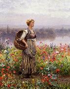 Daniel Ridgeway Knight The flower girl France oil painting artist